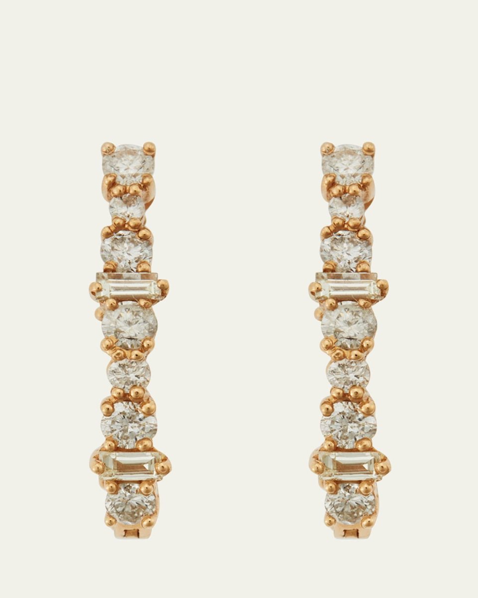 Champagne Diamond Inside Out Hoop Earrings in 18K Yellow Gold